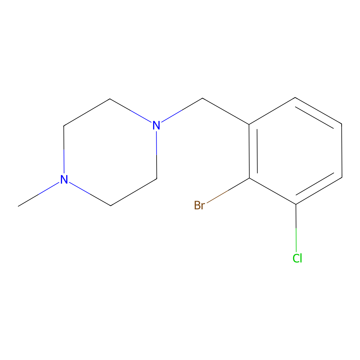 1-[(2-Bromo-3-chlorophenyl)methyl]-4-methylpiperazine molecular structure, CAS 2138258-34-9