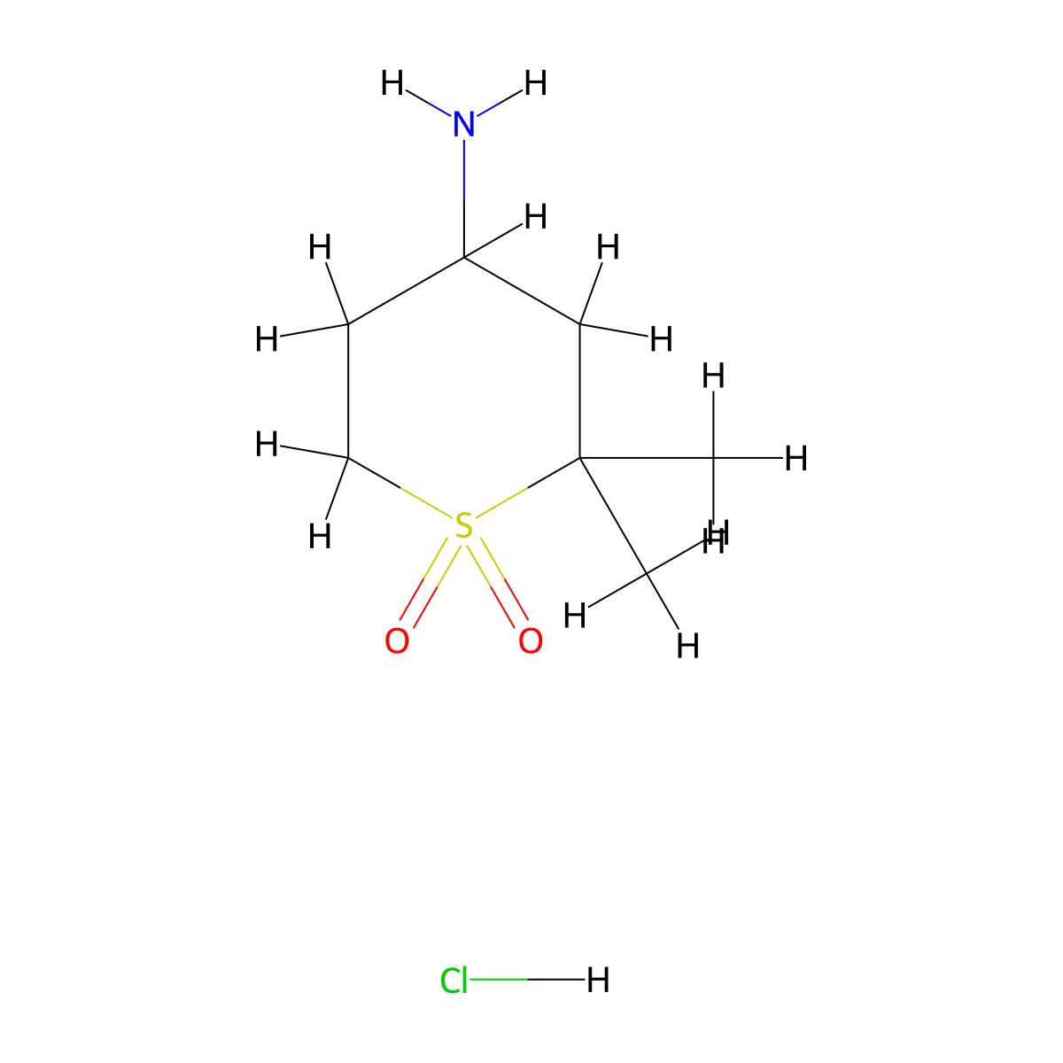 4-Amino-2,2-dimethyl-1lambda6-thiane-1,1-dione hydrochloride molecular structure, CAS 2138258-74-7