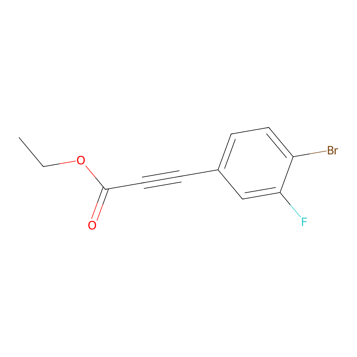 Ethyl 3-(4-bromo-3-fluorophenyl)prop-2-ynoate molecular structure, CAS 2138259-27-3