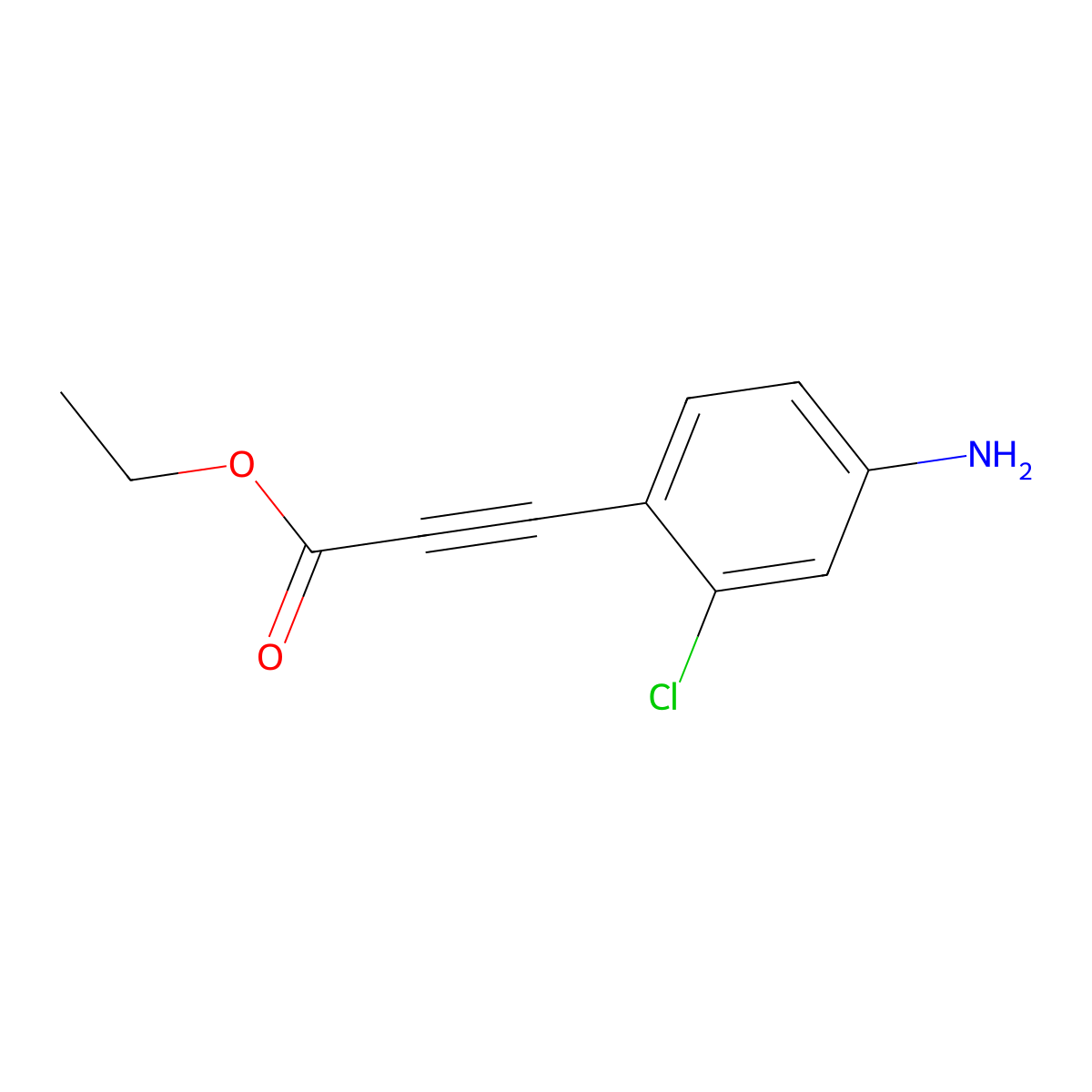 Ethyl 3-(4-amino-2-chlorophenyl)prop-2-ynoate molecular structure, CAS 2138259-35-3