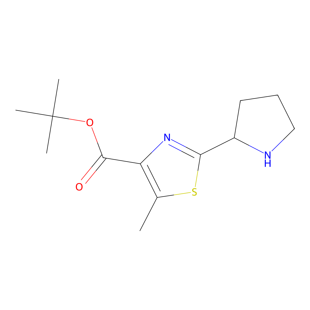 Tert-butyl 5-methyl-2-(pyrrolidin-2-yl)-1,3-thiazole-4-carboxylate molecular structure, CAS 2138259-50-2
