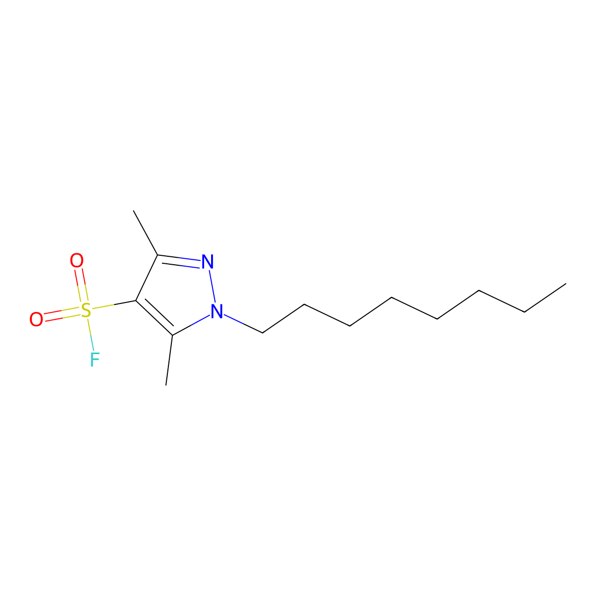 3,5-dimethyl-1-octyl-1H-pyrazole-4-sulfonyl fluoride molecular structure, CAS 2138262-01-6