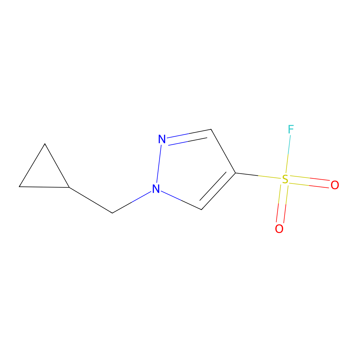 1-(cyclopropylmethyl)-1H-pyrazole-4-sulfonyl fluoride molecular structure, CAS 2138262-05-0