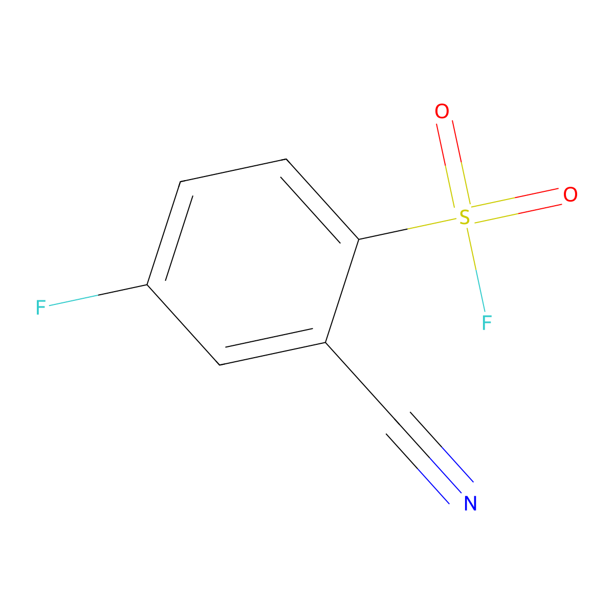 2-Cyano-4-fluorobenzene-1-sulfonyl fluoride molecular structure, CAS 2138262-35-6