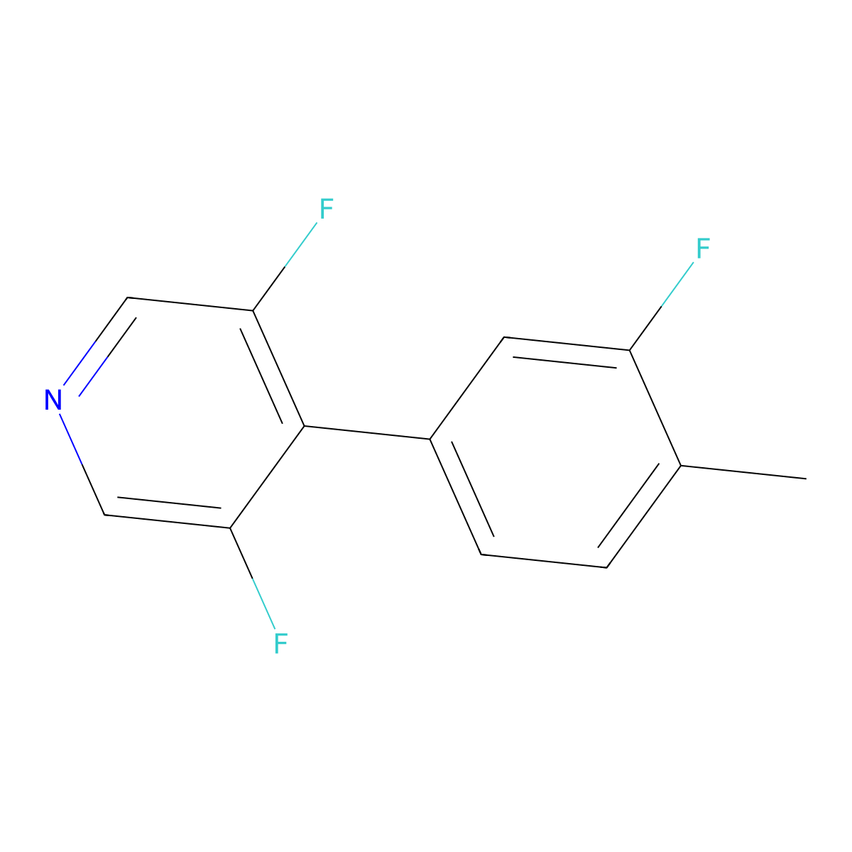 3,5-Difluoro-4-(3-fluoro-4-methylphenyl)pyridine molecular structure, CAS 2138263-13-3