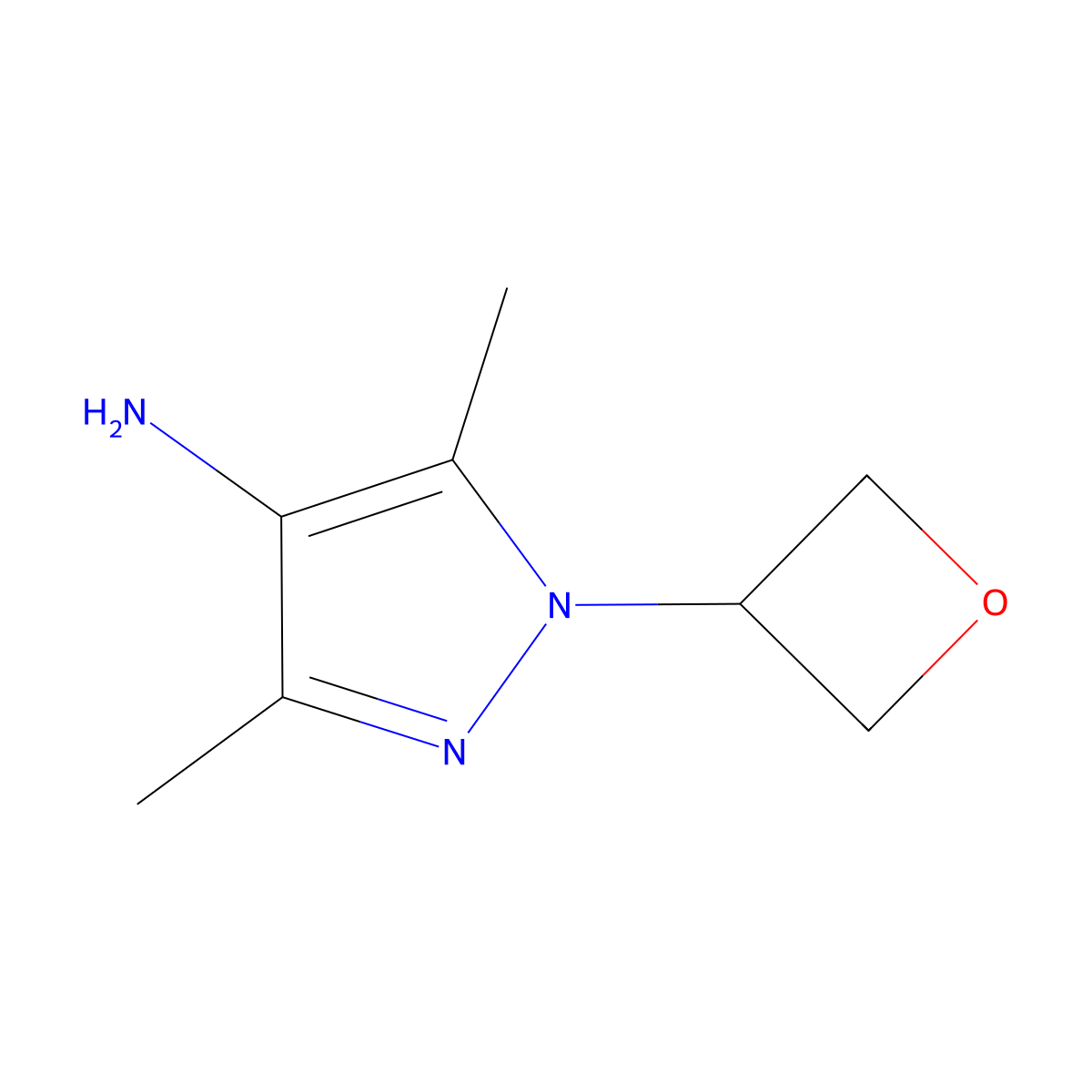 3,5-Dimethyl-1-(oxetan-3-yl)-1H-pyrazol-4-amine molecular structure, CAS 2138263-60-0