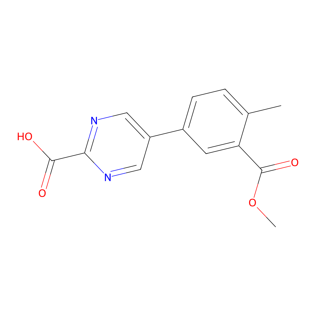 5-[3-(Methoxycarbonyl)-4-methylphenyl]pyrimidine-2-carboxylic acid molecular structure, CAS 2138263-81-5