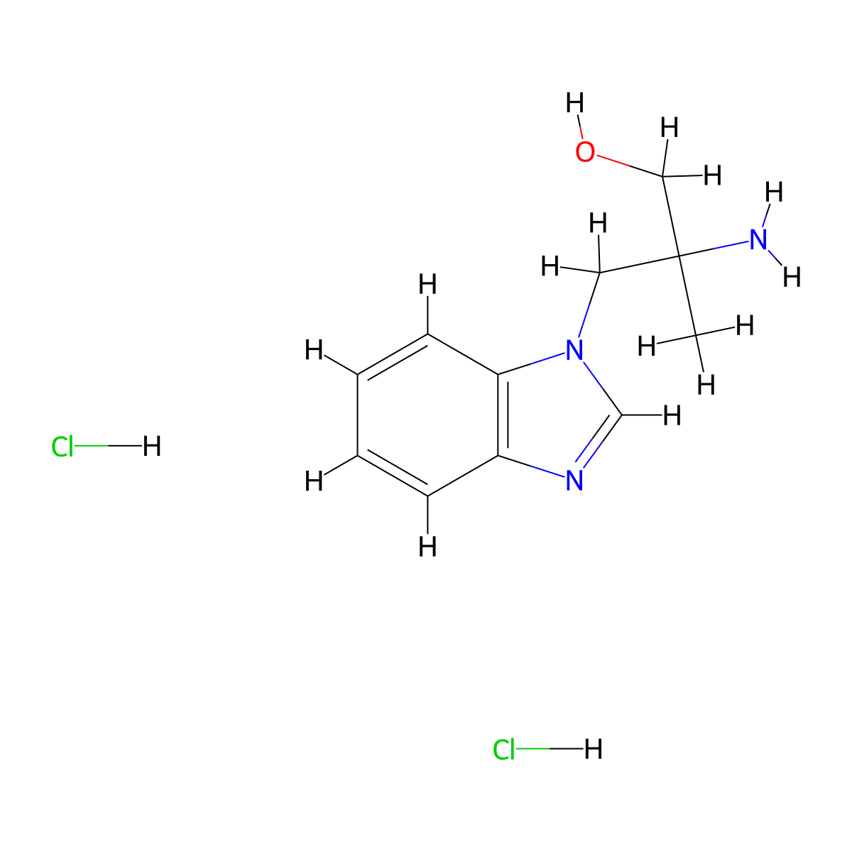 2-amino-3-(1H-1,3-benzodiazol-1-yl)-2-methylpropan-1-ol dihydrochloride molecular structure, CAS 2138264-43-2
