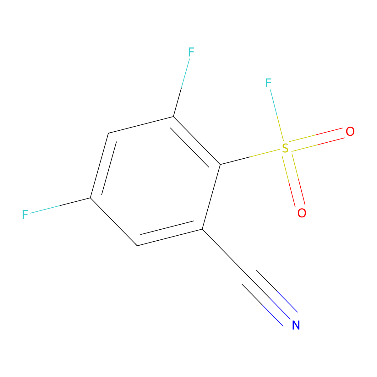 2-Cyano-4,6-difluorobenzene-1-sulfonyl fluoride molecular structure, CAS 2138264-51-2