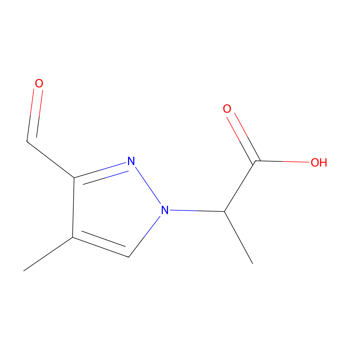 2-(3-formyl-4-methyl-1H-pyrazol-1-yl)propanoic acid molecular structure, CAS 2138264-70-5