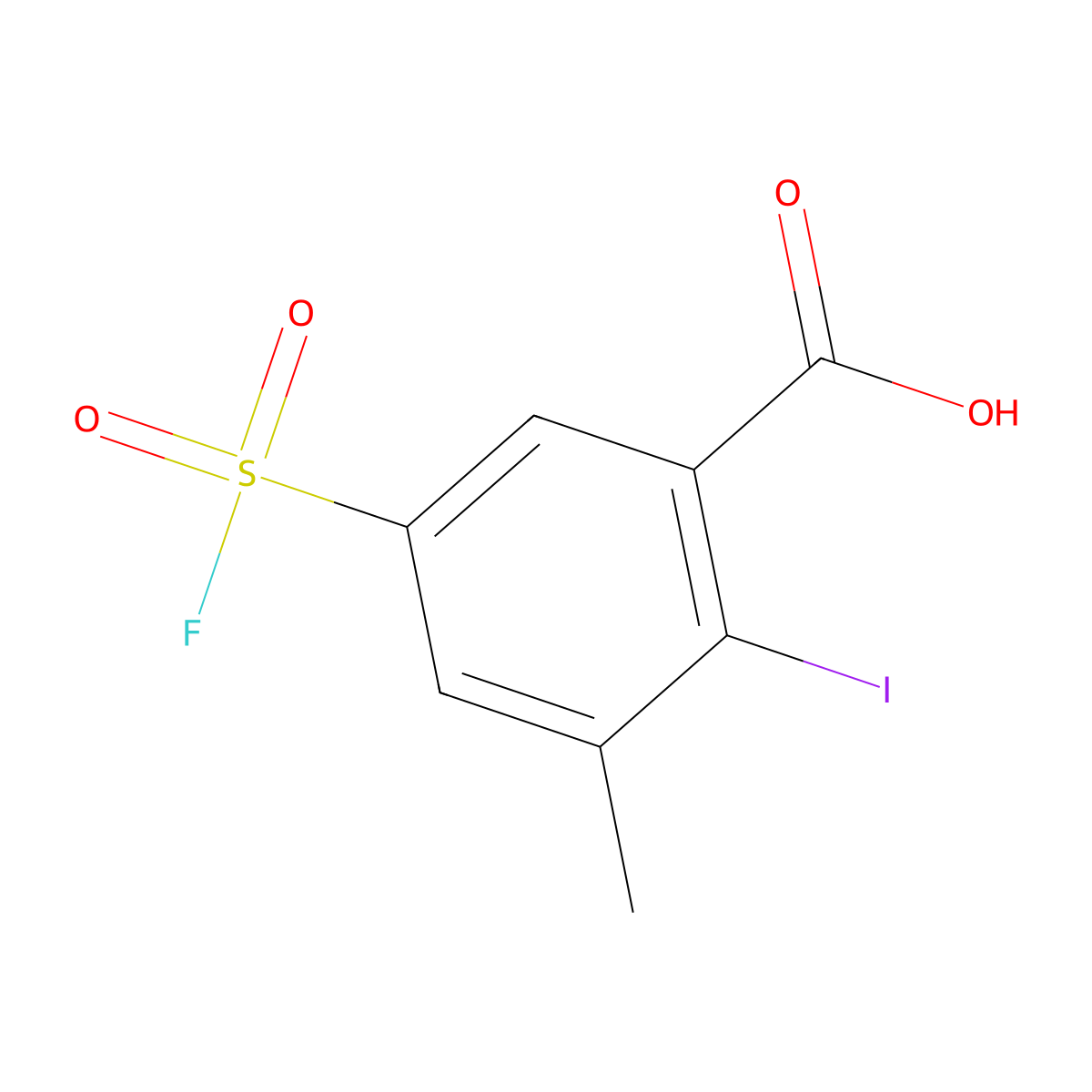 5-(Fluorosulfonyl)-2-iodo-3-methylbenzoic acid molecular structure, CAS 2138264-99-8