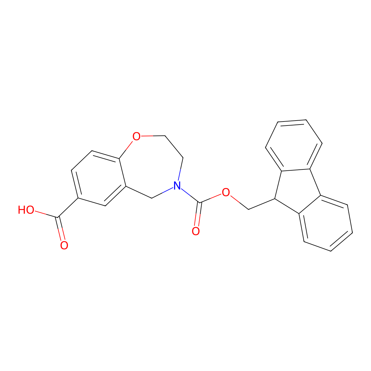 4-{[(9H-fluoren-9-yl)methoxy]carbonyl}-2,3,4,5-tetrahydro-1,4-benzoxazepine-7-carboxylic acid molecular structure, CAS 2138266-23-4