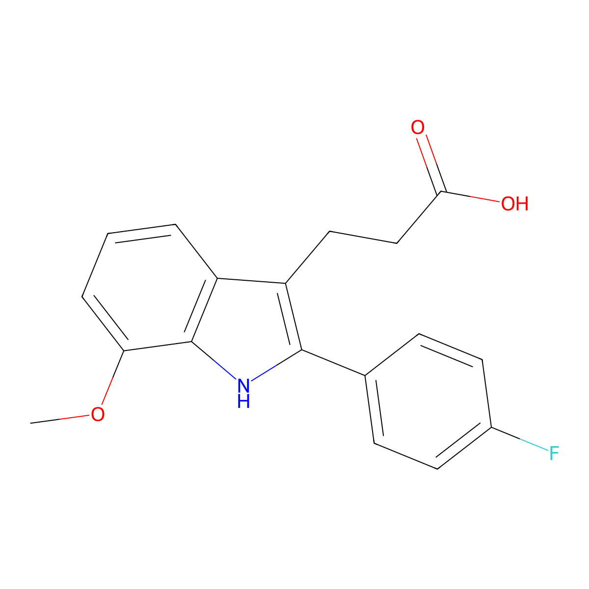 3-[2-(4-fluorophenyl)-7-methoxy-1H-indol-3-yl]propanoic acid molecular structure, CAS 2138266-51-8