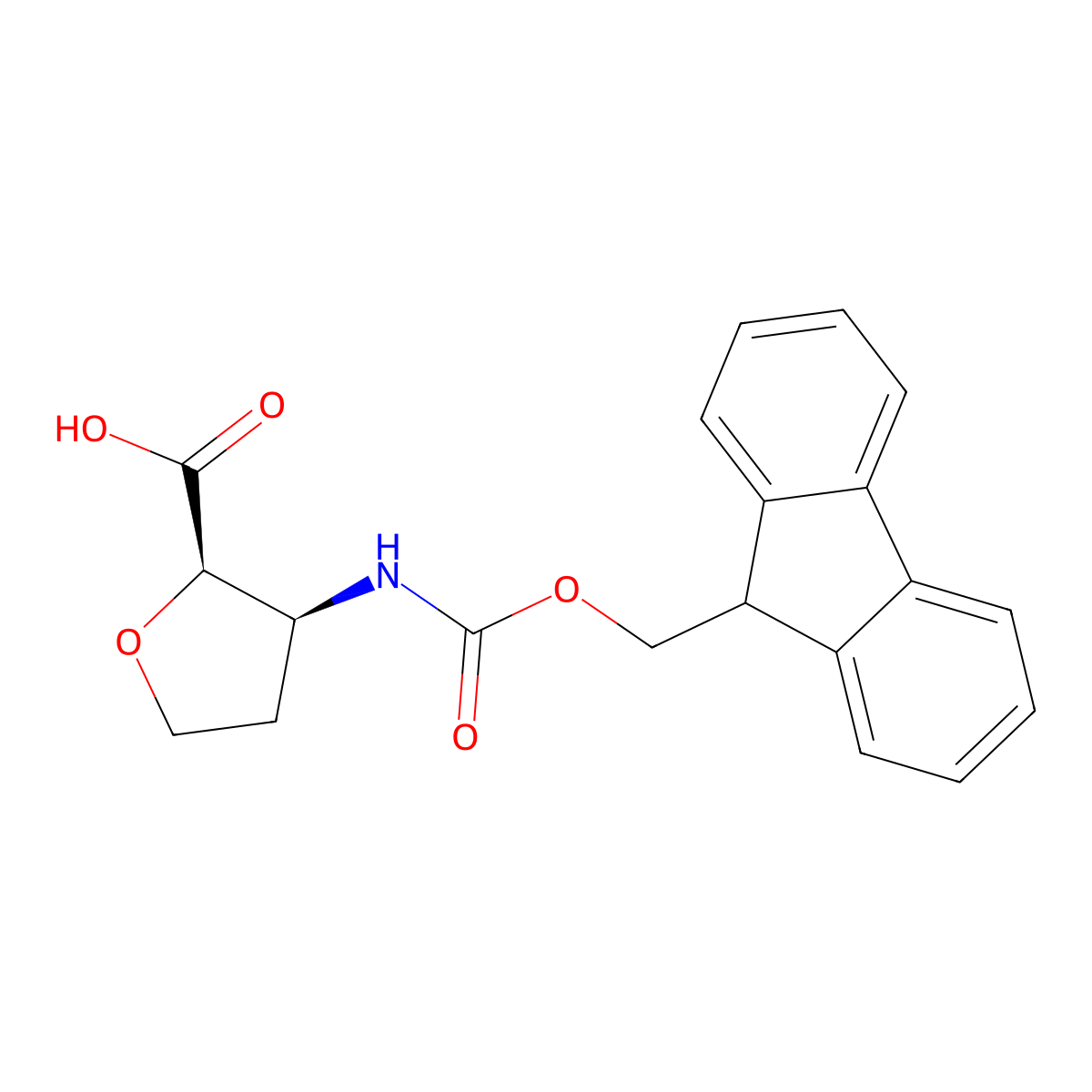 rac-(2R,3S)-3-({[(9H-fluoren-9-yl)methoxy]carbonyl}amino)oxolane-2-carboxylic acid molecular structure, CAS 2138266-64-3
