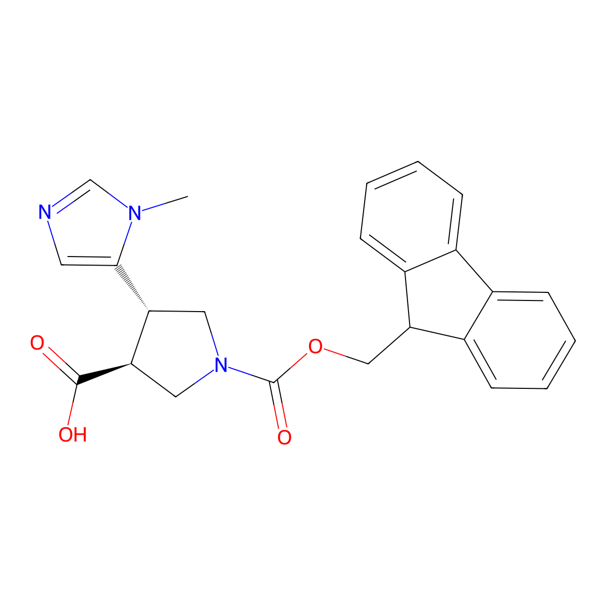 rac-(3R,4R)-1-{[(9H-fluoren-9-yl)methoxy]carbonyl}-4-(1-methyl-1H-imidazol-5-yl)pyrrolidine-3-carboxylic acid molecular structure, CAS 2138266-87-0