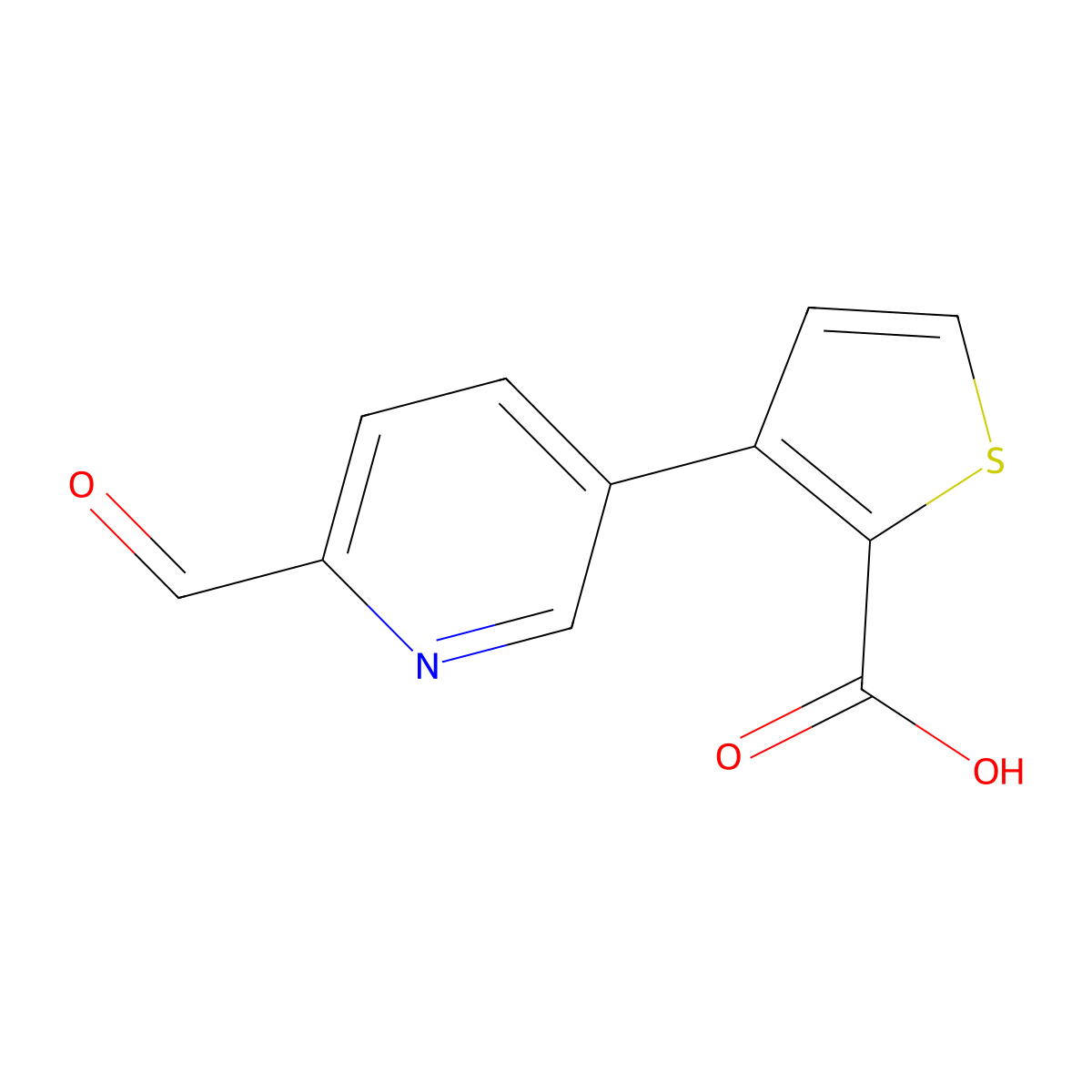 3-(6-Formylpyridin-3-yl)thiophene-2-carboxylic acid molecular structure, CAS 2138267-21-5