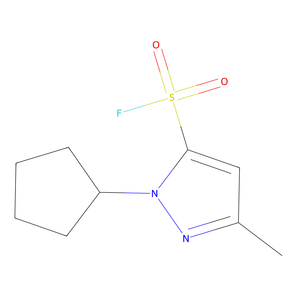 1-cyclopentyl-3-methyl-1H-pyrazole-5-sulfonyl fluoride molecular structure, CAS 2138267-23-7