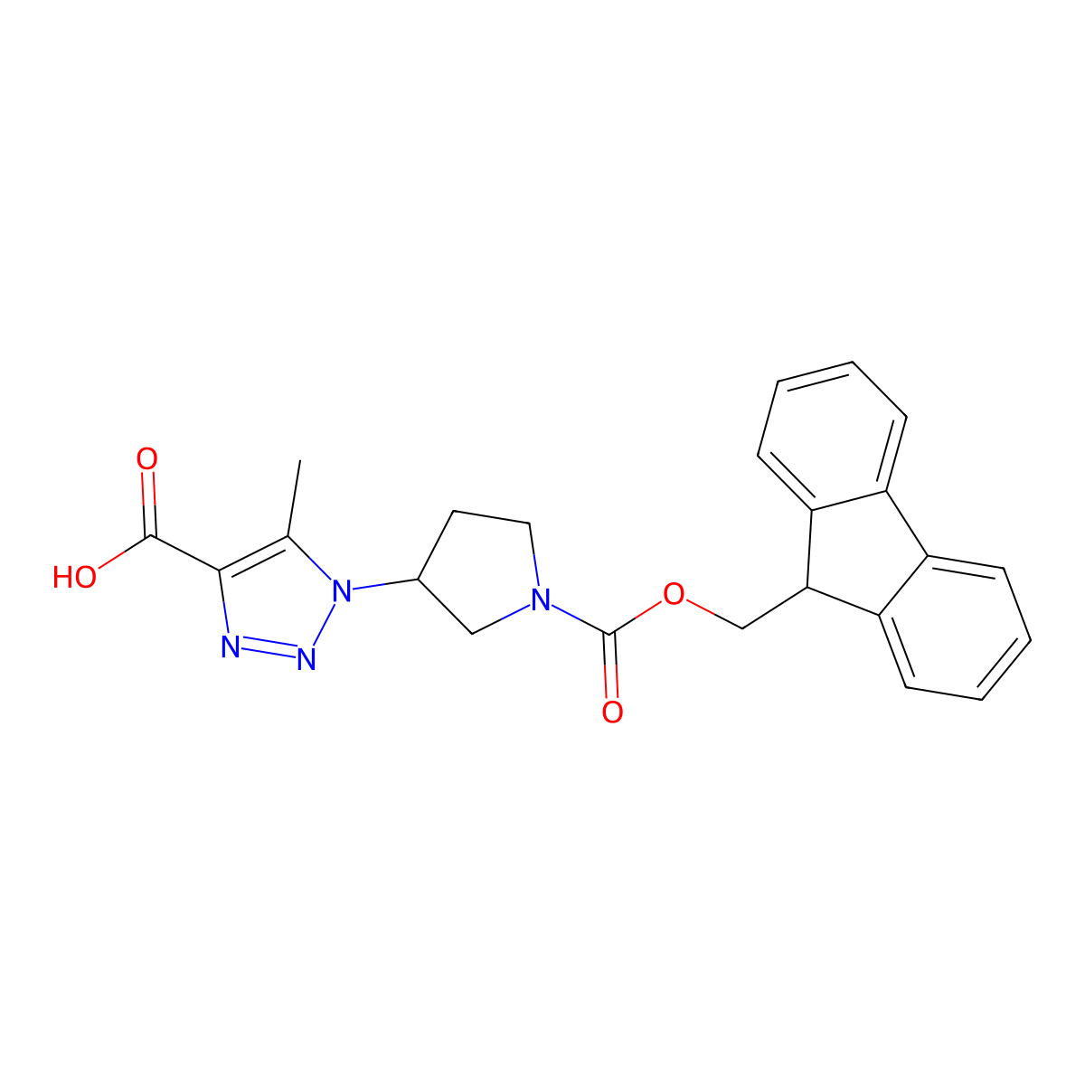 1-(1-(((9H-fluoren-9-yl)methoxy)carbonyl)pyrrolidin-3-yl)-5-methyl-1H-1,2,3-triazole-4-carboxylic acid molecular structure, CAS 2138267-67-9