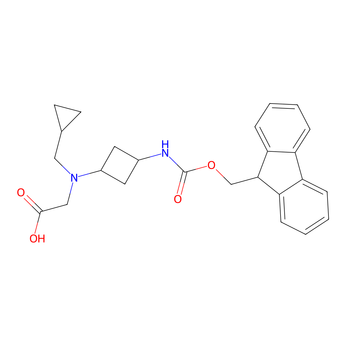 2-[(cyclopropylmethyl)[3-({[(9H-fluoren-9-yl)methoxy]carbonyl}amino)cyclobutyl]amino]acetic acid molecular structure, CAS 2138267-74-8