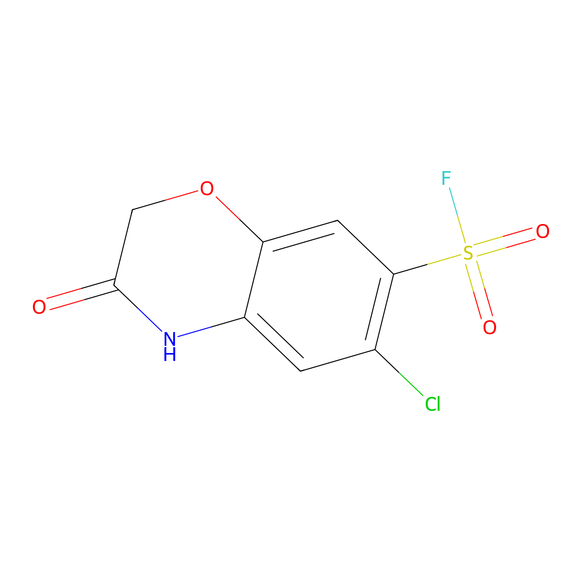6-chloro-3-oxo-3,4-dihydro-2H-1,4-benzoxazine-7-sulfonyl fluoride molecular structure, CAS 2138269-81-3