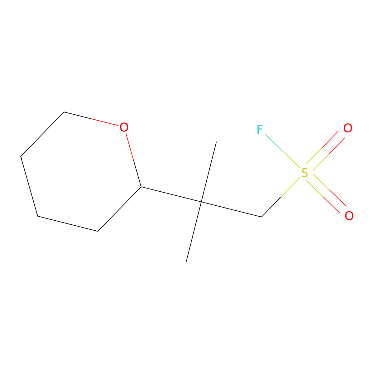 2-Methyl-2-(oxan-2-yl)propane-1-sulfonyl fluoride molecular structure, CAS 2138270-35-4