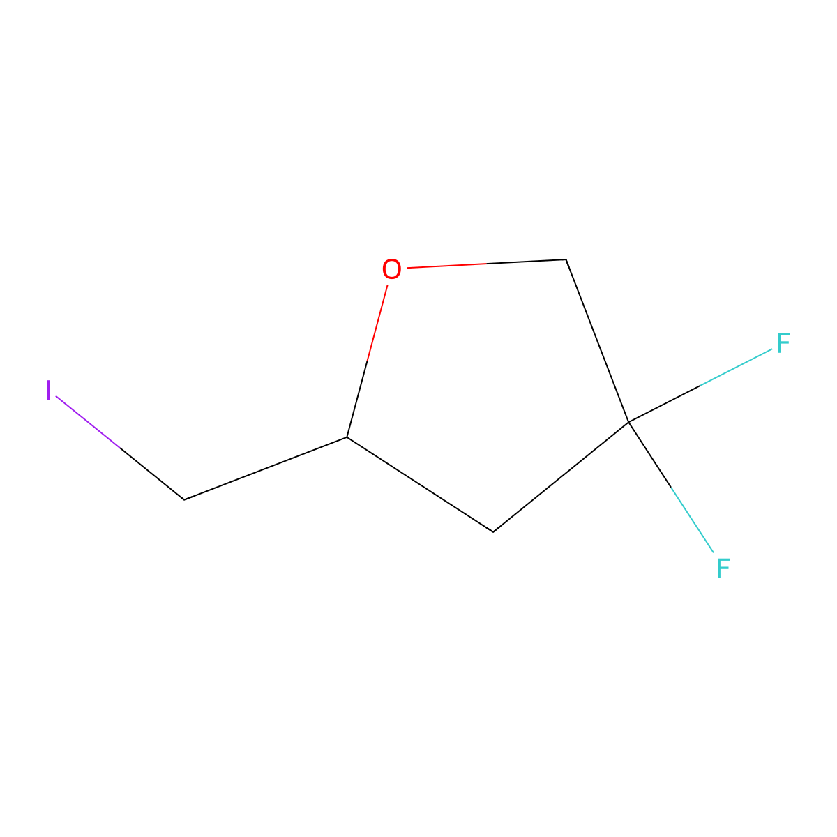 4,4-Difluoro-2-(iodomethyl)oxolane molecular structure, CAS 2138271-33-5