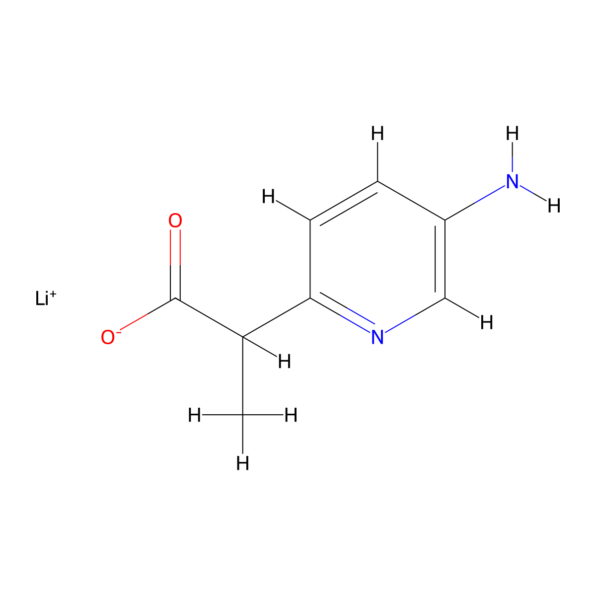 Lithium(1+) ion 2-(5-aminopyridin-2-yl)propanoate molecular structure, CAS 2138271-40-4