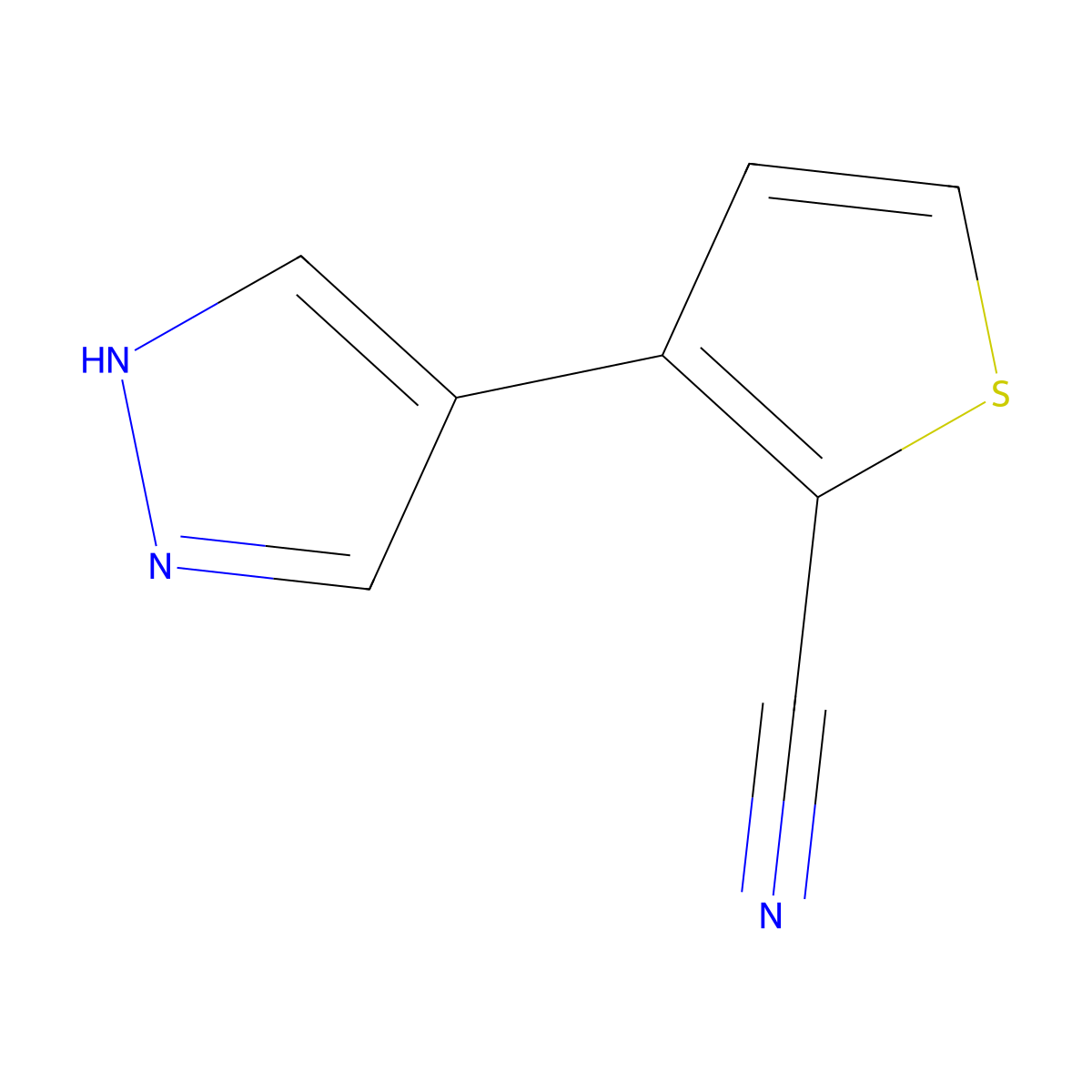 3-(1H-pyrazol-4-yl)thiophene-2-carbonitrile molecular structure, CAS 2138271-73-3