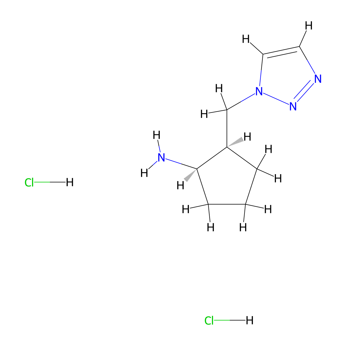 (1R,2R)-2-(Triazol-1-ylmethyl)cyclopentan-1-amine;dihydrochloride molecular structure, CAS 2138271-79-9
