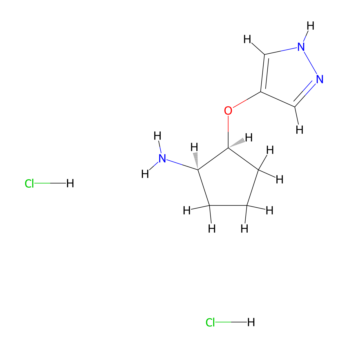 rac-(1R,2S)-2-(1H-pyrazol-4-yloxy)cyclopentan-1-amine dihydrochloride molecular structure, CAS 2138271-87-9