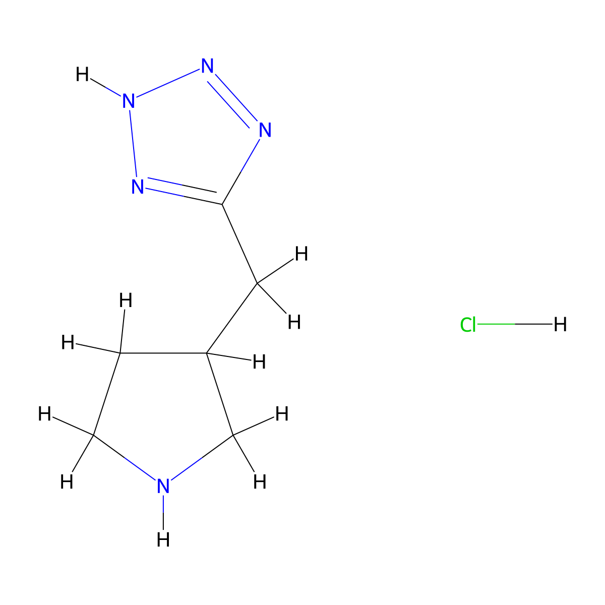 5-((pyrrolidin-3-yl)methyl)-1H-1,2,3,4-tetrazole hydrochloride molecular structure, CAS 2138272-00-9