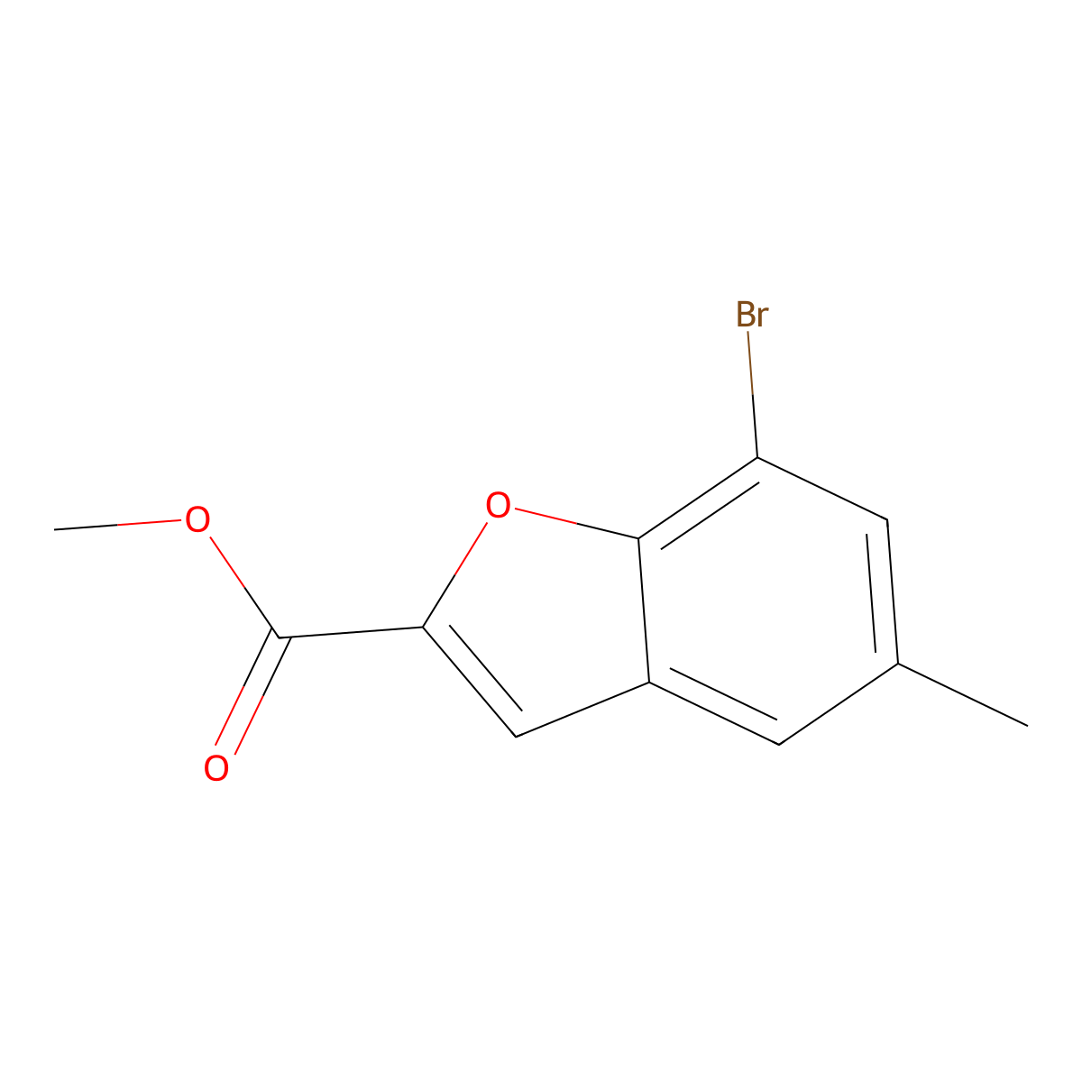 Methyl 7-bromo-5-methyl-1-benzofuran-2-carboxylate molecular structure, CAS 2138272-07-6