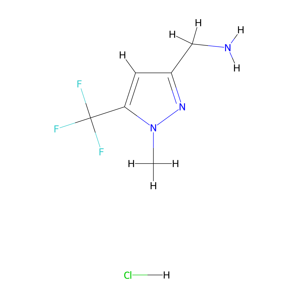 [1-methyl-5-(trifluoromethyl)-1H-pyrazol-3-yl]methanamine hydrochloride molecular structure, CAS 2138274-07-2