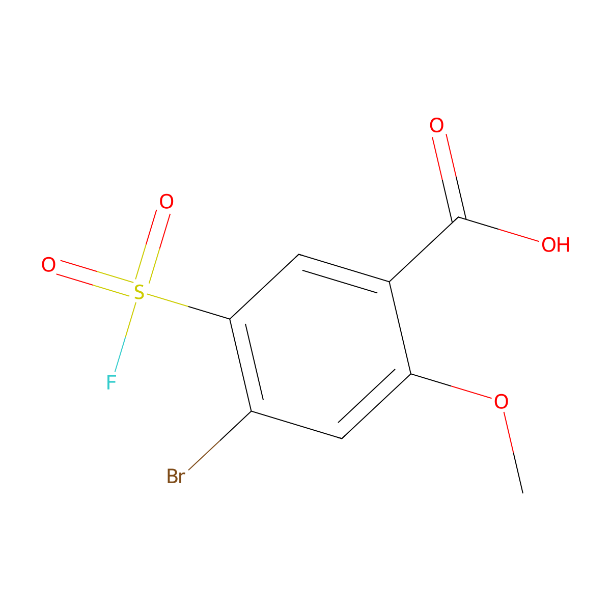 4-Bromo-5-(fluorosulfonyl)-2-methoxybenzoic acid molecular structure, CAS 2138274-11-8