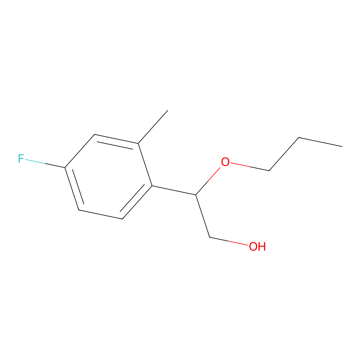 2-(4-Fluoro-2-methylphenyl)-2-propoxyethan-1-ol molecular structure, CAS 2138274-14-1