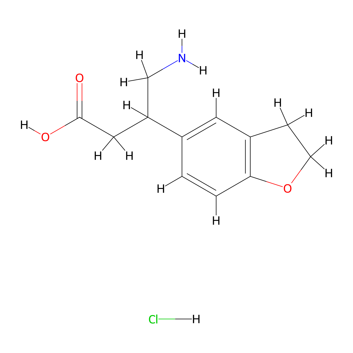 4-Amino-3-(2,3-dihydro-1-benzofuran-5-yl)butanoic acid hydrochloride molecular structure, CAS 2138274-19-6