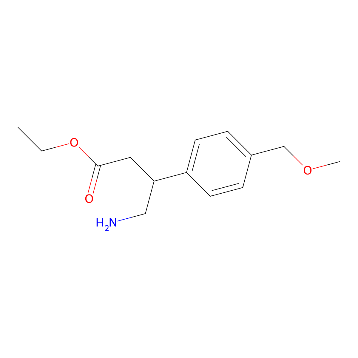 Ethyl 4-amino-3-[4-(methoxymethyl)phenyl]butanoate molecular structure, CAS 2138275-59-7