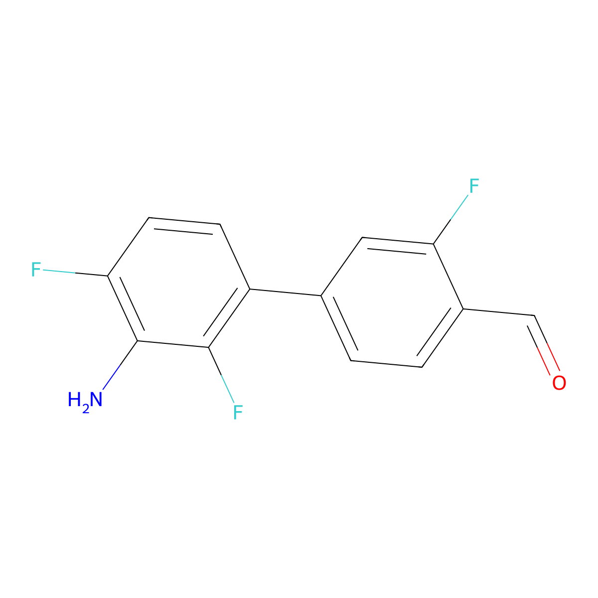 4-(3-Amino-2,4-difluorophenyl)-2-fluorobenzaldehyde molecular structure, CAS 2138276-91-0