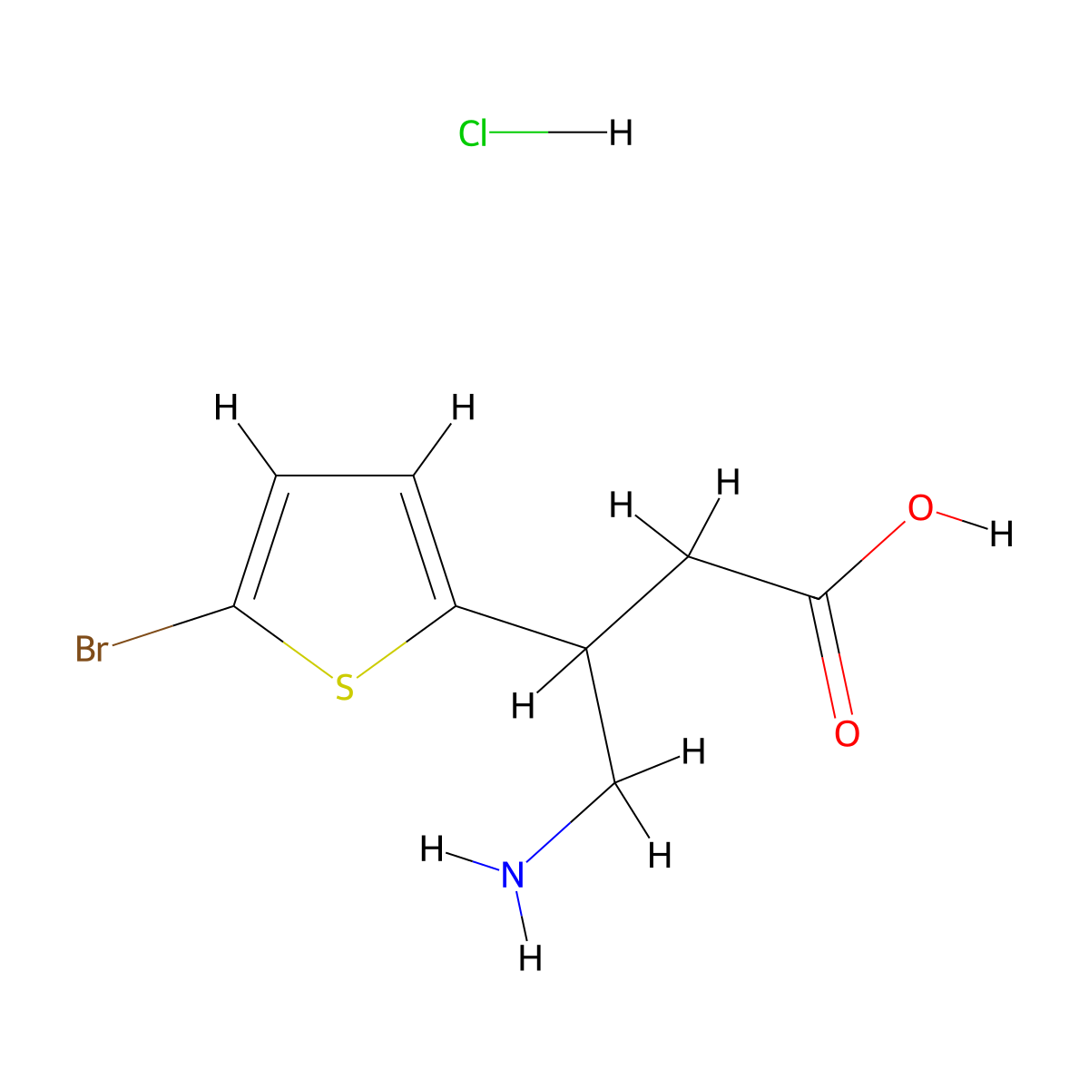 4-Amino-3-(5-bromothiophen-2-yl)butanoic acid hydrochloride molecular structure, CAS 2138278-38-1