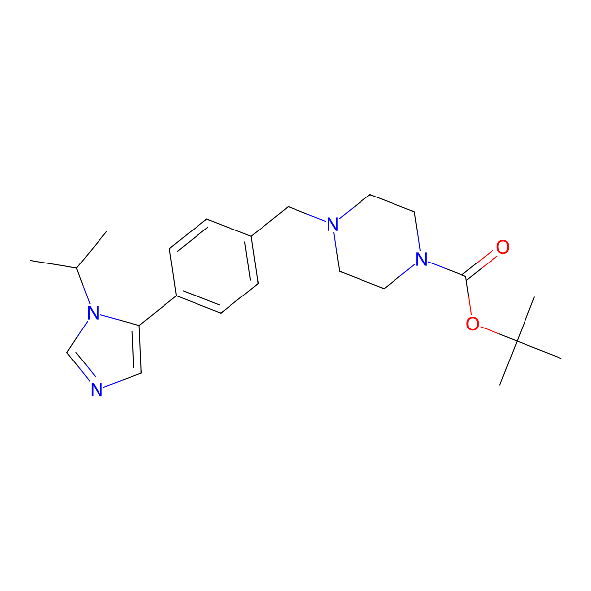 tert-butyl 4-({4-[1-(propan-2-yl)-1H-imidazol-5-yl]phenyl}methyl)piperazine-1-carboxylate molecular structure, CAS 2138278-53-0