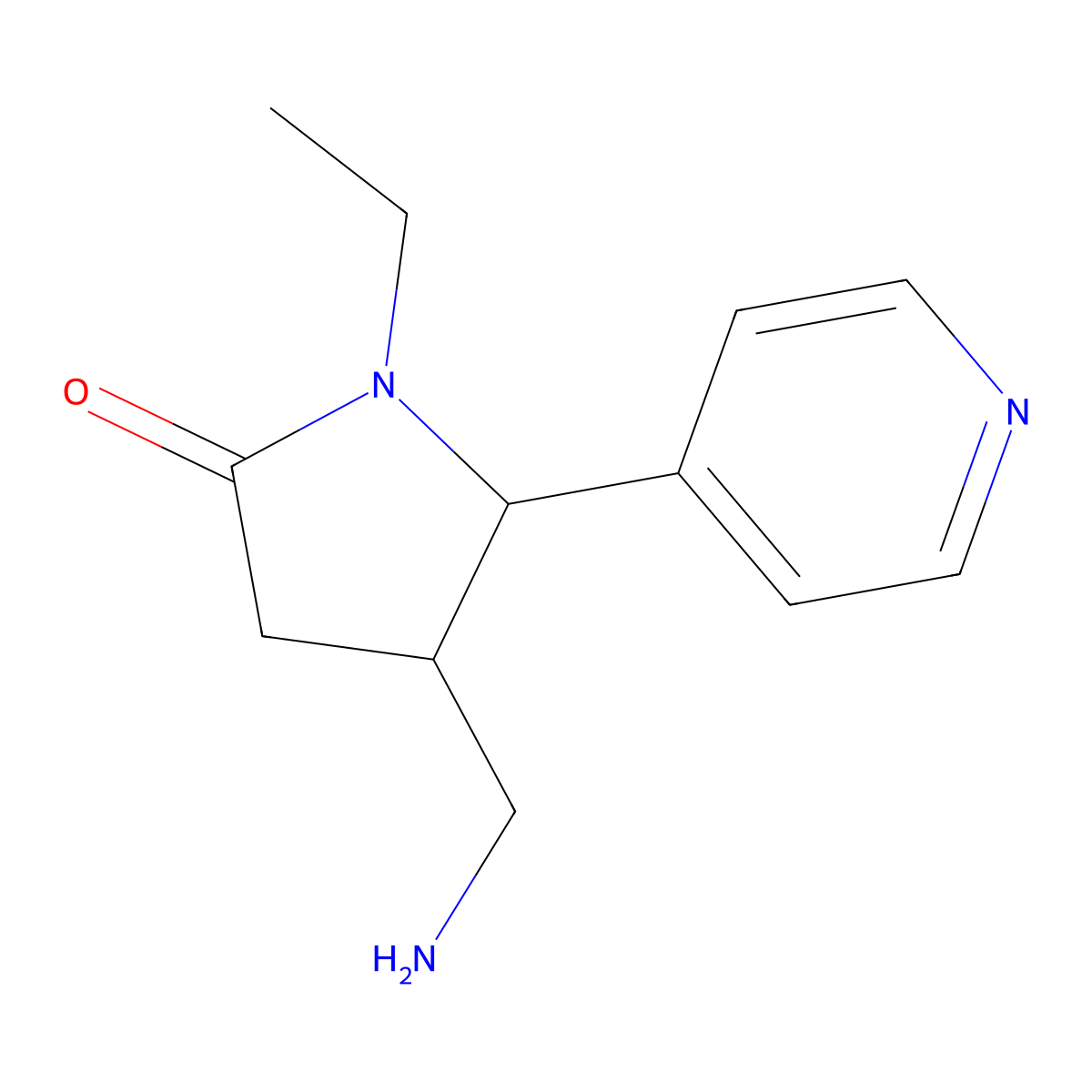 4-(Aminomethyl)-1-ethyl-5-(pyridin-4-yl)pyrrolidin-2-one molecular structure, CAS 2138278-61-0