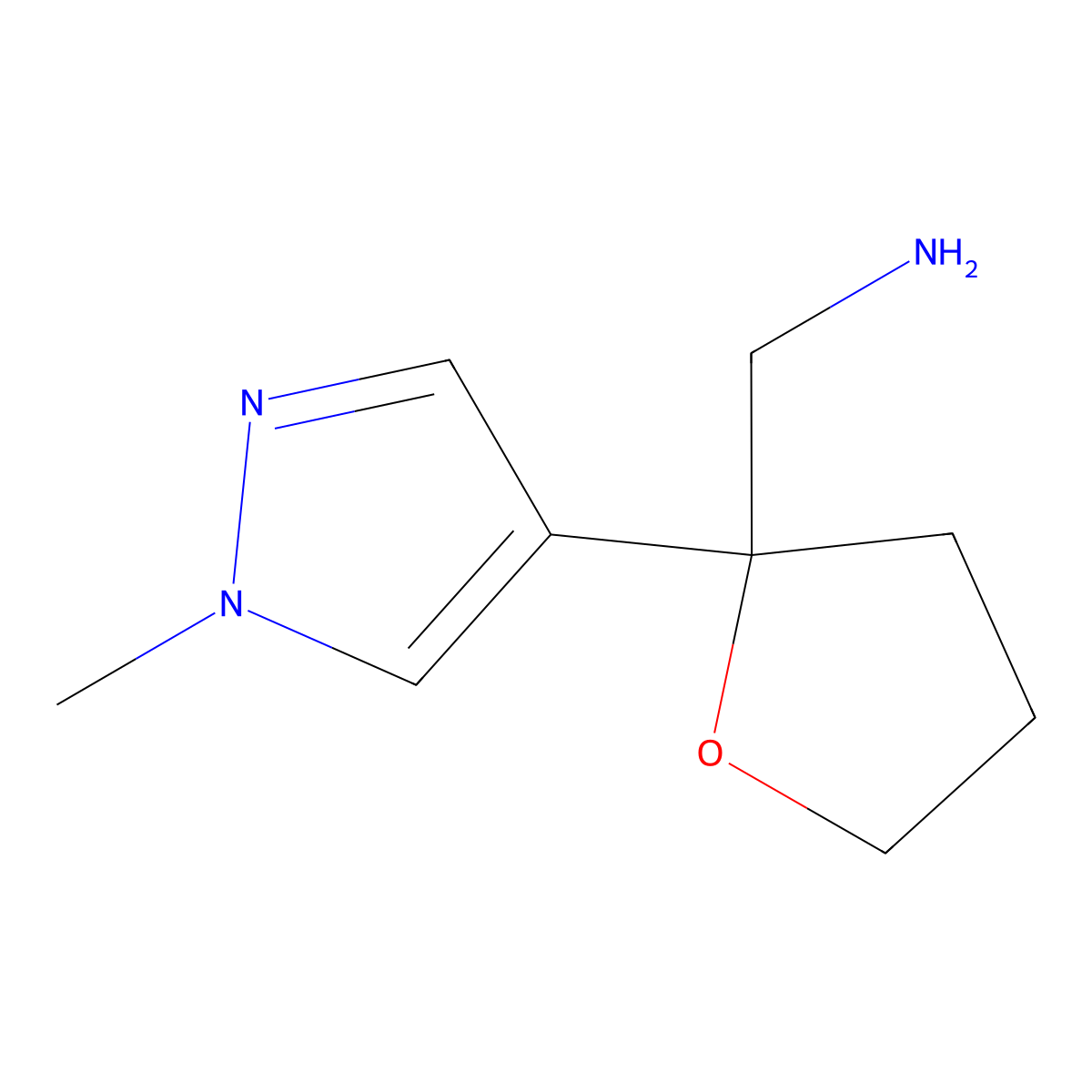 [2-(1-methyl-1H-pyrazol-4-yl)oxolan-2-yl]methanamine molecular structure, CAS 2138279-02-2