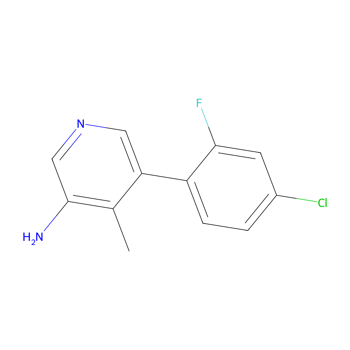 5-(4-Chloro-2-fluorophenyl)-4-methylpyridin-3-amine molecular structure, CAS 2138279-30-6
