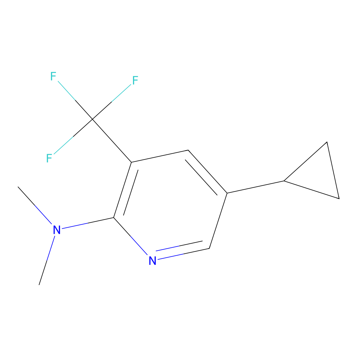 5-cyclopropyl-N,N-dimethyl-3-(trifluoromethyl)pyridin-2-amine molecular structure, CAS 2138280-03-0