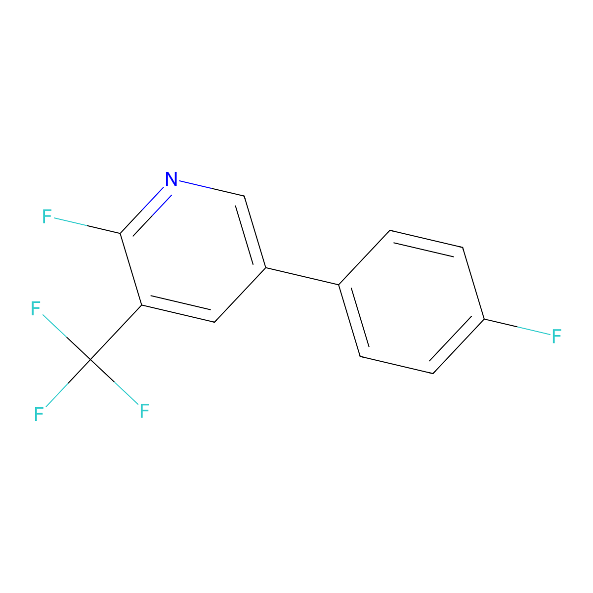 2-Fluoro-5-(4-fluorophenyl)-3-(trifluoromethyl)pyridine molecular structure, CAS 2138280-08-5