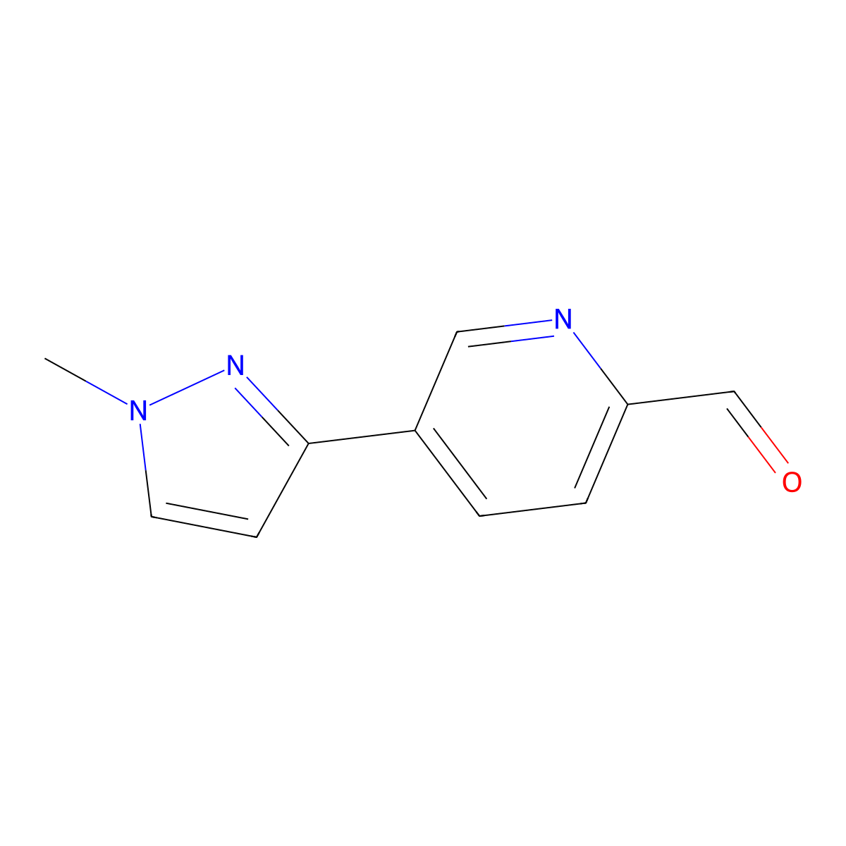 5-(1-methyl-1H-pyrazol-3-yl)pyridine-2-carbaldehyde molecular structure, CAS 2138282-46-7