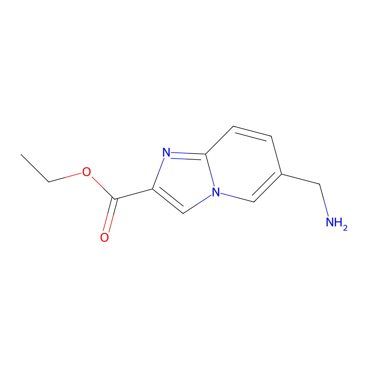 Ethyl 6-(aminomethyl)imidazo[1,2-a]pyridine-2-carboxylate molecular structure, CAS 2138282-50-3