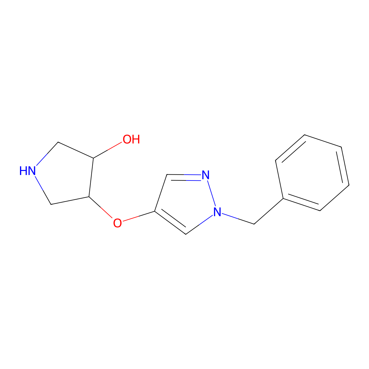 4-[(1-benzyl-1H-pyrazol-4-yl)oxy]pyrrolidin-3-ol molecular structure, CAS 2138284-96-3