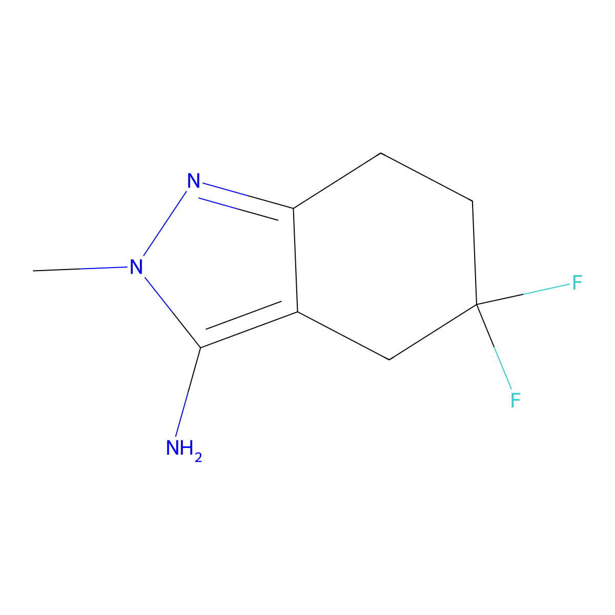 5,5-difluoro-2-methyl-4,5,6,7-tetrahydro-2H-indazol-3-amine molecular structure, CAS 2138285-63-7