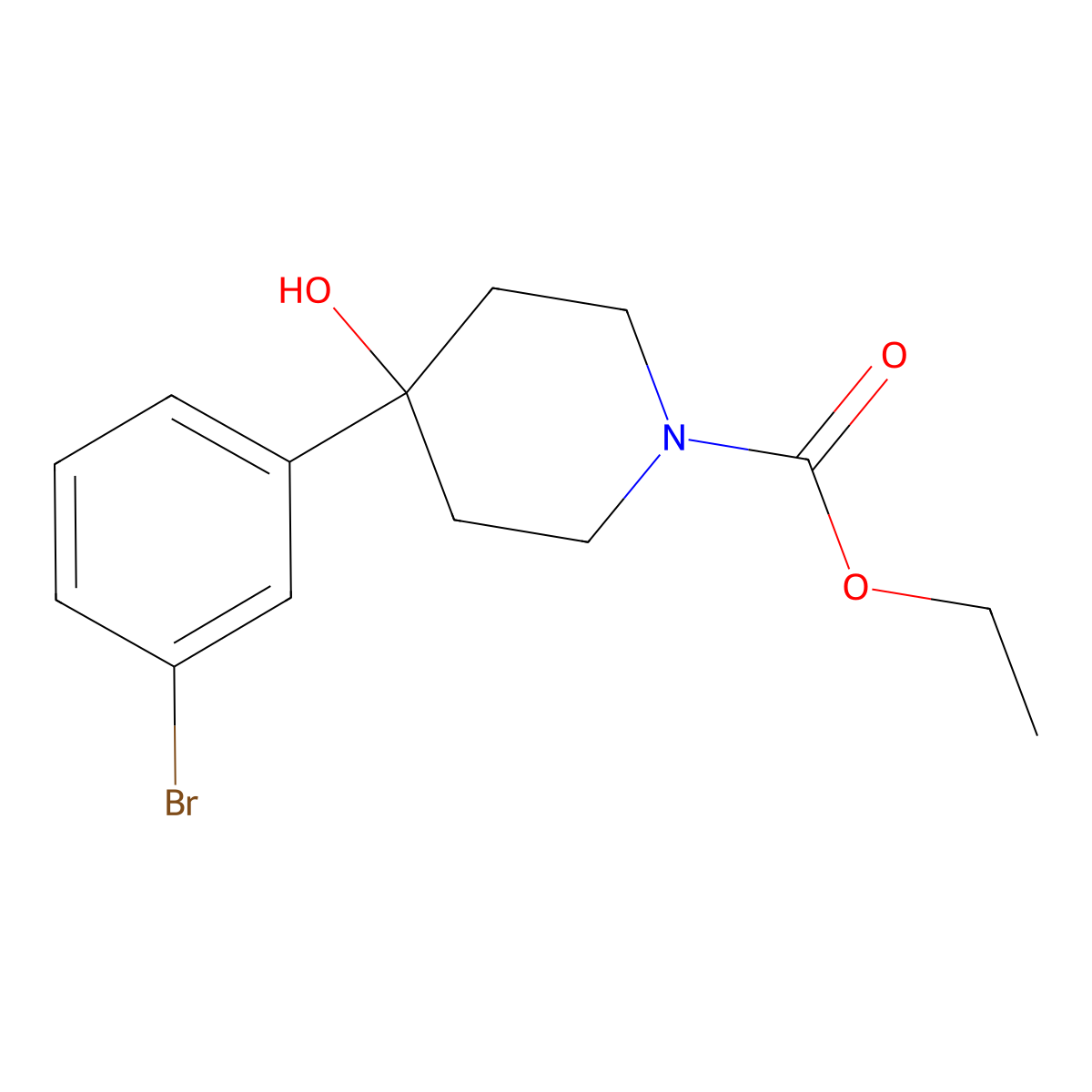 Ethyl 4-(3-bromophenyl)-4-hydroxypiperidine-1-carboxylate molecular structure, CAS 2138287-07-5